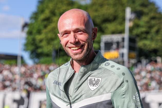09 05 2025, Soccer, Season 2024 2025, 2 Bundesliga, 33 Matchday, Preussen Münster Hertha BSC, Coach Christian Pander Preußen Münster Münster LVM Arena NRW Germany xRHR PHOTO TRx Copyright: TimxRehbein RHR-FOTOx RHR-FOTO TR