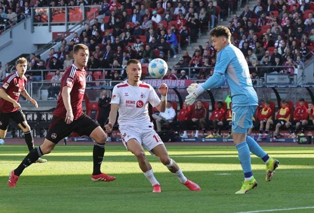 09 05 2025 Soccer Season 2024 2025 2 Soccer Bundesliga 33 Matchday 1 FC Nürnberg FCN Club 1 FC Köln Sportfoto Zink DaMa xdaxmax DFL regulations prohibit any use of photographs as image sequences and or quasi video only for editorial use Tim Lemperle 19, FC Köln gg Robin Knoche 31, 1 FC Nürnberg FCN Michal Kukucka 37, 1 FC Nürnberg FCN