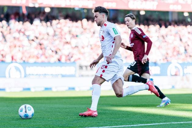 1 Soccer Bundesliga 1 FC Nuremberg 1 FC Cologne 09 05 2025 Luca Waldschmidt 1 FC Cologne, 9 on the ball 1 Soccer Bundesliga, 1 FC Nuremberg 1 FC Cologne, Nuremberg, Max Morlock Stadium on 09 05 2025 DFL REGULATIONS PROHIBIT ANY USE OF PHOTOGRAPHS AS IMAGE SEQUENCES AND OR QUASI VIDEO Copyright: xBEAUTIFULxSPORTS Wunderlx