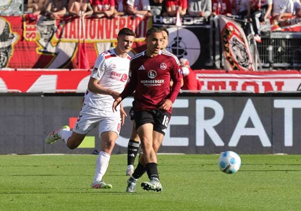 09 05 2025 Soccer Season 2024 2025 2 Soccer Bundesliga 33 Matchday 1 FC Nürnberg FCN Club 1 FC Köln Sportfoto Zink DaMa xdaxmax DFL regulations prohibit any use of photographs as image sequences and or quasi video only for editorial use Rafael Lubach 18, 1 FC Nürnberg FCN