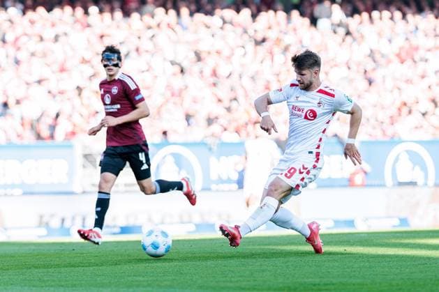 1 Soccer Bundesliga 1 FC Nuremberg 1 FC Cologne 09 05 2025 Jan Thielmann 1 FC Cologne, 29 on the ball, goal chance 1 Soccer Bundesliga, 1 FC Nuremberg 1 FC Cologne, Nuremberg, Max Morlock Stadium on 09 05 2025 DFL REGULATIONS PROHIBIT ANY USE OF PHOTOGRAPHS AS IMAGE SEQUENCES AND OR QUASI VIDEO Copyright: xBEAUTIFULxSPORTS Wunderlx