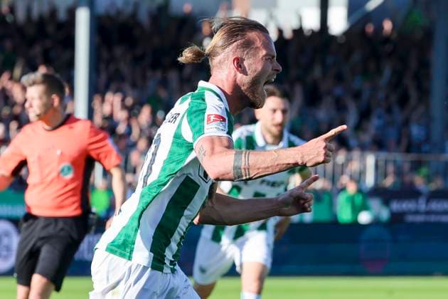 Jorrit Hendrix SC Preussen Muenster celebrates his goal for 1 0, 2 Bundesliga, Preußen Münster vs Hertha BSC, Preußenstadion, May 9, 2025 in Münster, Germany Photo by Marco Steinbrenner DeFodi Images Jorrit Hendrix SC Preussen Muenster celebrates after scoring his teams first goal, 2 Bundesliga, Preußen Münster vs Hertha BSC, Preußenstadion, May 9, 2025 in Münster, Germany Photo by Marco Steinbrenner DeFodi Images DFB DFL REGULATIONS PROHIBIT ANY USE OF PHOTOGRAPHS AS IMAGE SEQUENCES AND OR QUASI VIDEO