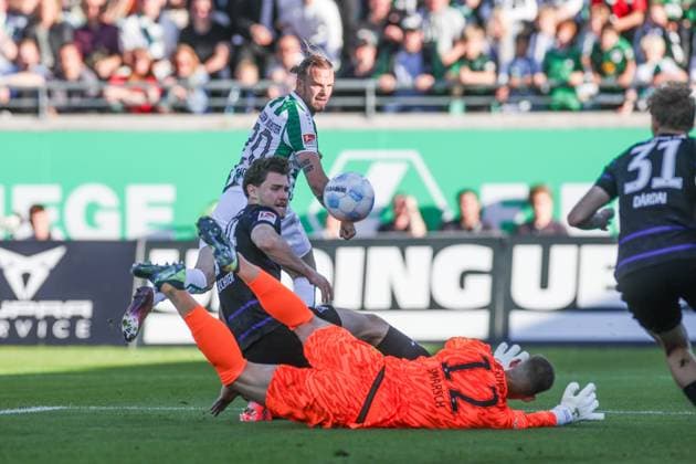 09 05 2025, Soccer, Season 2024 2025, 2 Bundesliga, Matchday 33, Preussen Münster Hertha BSC, Jorrit Hendrix Preußen Münster scores the goal to make it 1 - 0 Münster LVM Arena NRW Germany xRHR PHOTO TRx Copyright: TimxRehbein RHR-FOTOx RHR-FOTO TR