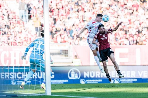 1 Soccer Bundesliga 1 FC Nuremberg 1 FC Cologne 09 05 2025 Header duel Eric Martel 1 FC Cologne, 6 , Berkay Yilmaz 1 FC Nuremberg, 21 1 Soccer Bundesliga, 1 FC Nuremberg 1 FC Cologne, Nuremberg, Max Morlock Stadion am 09 05 2025 DFL REGULATIONS PROHIBIT ANY USE OF PHOTOGRAPHS AS IMAGE SEQUENCES AND OR QUASI VIDEO Copyright: xBEAUTIFULxSPORTS Wunderlx