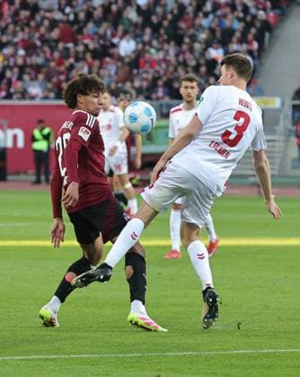 09 05 2025 Soccer Season 2024 2025 2 Soccer Bundesliga 33 Matchday 1 FC Nürnberg FCN Club 1 FC Köln Sportfoto Zink DaMa xdaxmax DFL regulations prohibit any use of photographs as image sequences and or quasi video only for editorial use Janis Antiste 28, 1 FC Nürnberg FCN Dominique Heintz 3, FC Köln