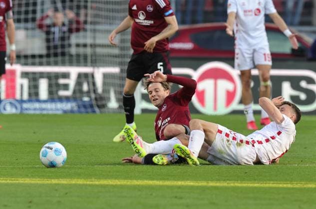 09 05 2025 Soccer Season 2024 2025 2 Soccer Bundesliga 33 Matchday 1 FC Nürnberg FCN Club 1 FC Köln Sportfoto Zink DaMa xdaxmax DFL regulations prohibit any use of photographs as image sequences and or quasi video only for editorial use Caspar Jander 20, 1 FC Nürnberg FCN Eric Martel 6, FC Köln