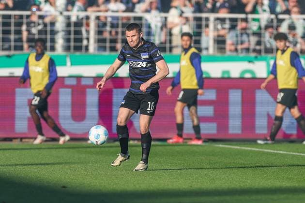 09 05 2025, Soccer, Season 2024 2025, 2 Bundesliga, 33 Matchday, Preussen Münster Hertha BSC, Jonjoe Kenny Hertha BSC Münster LVM Arena NRW Germany xRHR PHOTO TRx Copyright: TimxRehbein RHR-FOTOx RHR-FOTO TR