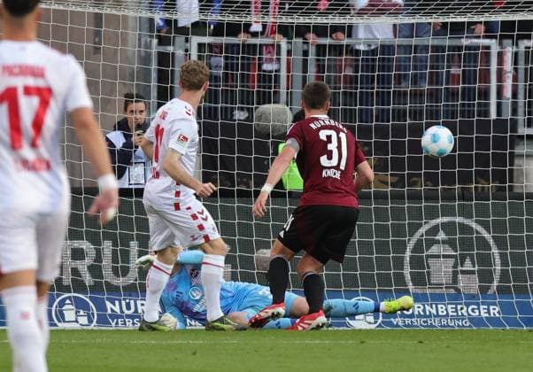 09 05 2025 Soccer Season 2024 2025 2 Soccer Bundesliga 33 Matchday 1 FC Nürnberg FCN Club 1 FC Köln Sportfoto Zink DaMa xdaxmax DFL regulations prohibit any use of photographs as image sequences and or quasi video only for editorial use Goal Goal Shot to 1 1 Goalscorer Florian Kainz 11, FC Köln vs Michal Kukucka 37, 1 FC Nürnberg FCN Robin Knoche 31, 1 FC Nürnberg FCN