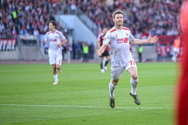 09 05 2025, Soccer, 2 Bundesliga, 33 Matchday Season 2024 2025, 1 FC Nürnberg 1 FC Köln, Florian Kainz 1 FC Köln is happy about the goal for 1 1, xRHR PHOTO TKx Copyright: RHR-FOTOx RHR-FOTO TK