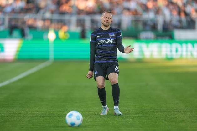 09 05 2025, Soccer, Season 2024 2025, 2 Bundesliga, 33 Matchday, Preussen Münster Hertha BSC, Jon Dagur Thorsteinsson Hertha BSC Münster LVM Arena NRW Germany xRHR PHOTO TRx Copyright: TimxRehbein RHR-FOTOx RHR-FOTO TR