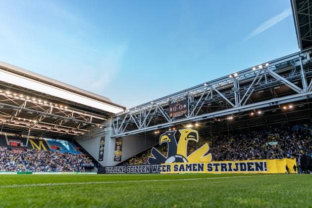 ARNHEM, 9-5-2025 , Stadium GelreDome, football, Keukenkampioen divisie, season 2024 2025, Vitesse supporters show a banner before kick-off during the match Vitesse - FC Den Bosch Vitesse - FC Den Bosch  x29162197x Copyright: