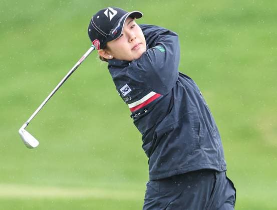 May 09, 2025: Yuri Yoshida of Japan tees off on the second hole during the second round of the Mizuho Americas Open at Liberty National Golf Club in Jersey City, NJ. CSM Jersey City United States of America - ZUMAc04_ 20250509_zma_c04_006 Copyright: xMikexLangishx