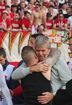 Friedhelm Funkel, Cologne, after the second round match of the 2024 2025 season between 1 FC Nuremberg and 1 FC Cologne 1 2 in Nuremberg 09 05 2025