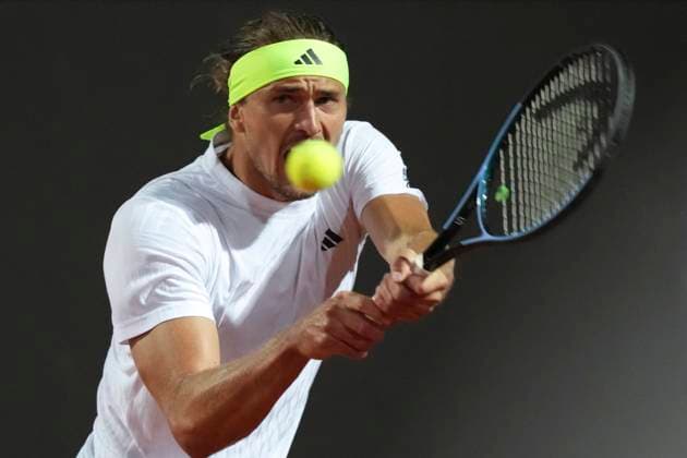 Alexander Zverev of Germany during the match against Camilo Ugo Carabelli of Argentina at the Internazionali BNL d Italia 2025 tennis tournament at Foro Italico in Rome, Italy on May 9, 2025. Alexander Zverev won 6-2, 6-1. AntoniettaxBaldassarre