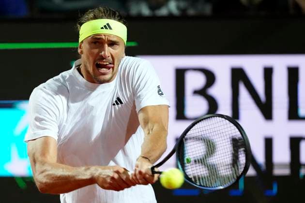 Alexander Zverev of Germany during the match against Camilo Ugo Carabelli of Argentina at the Internazionali BNL d Italia 2025 tennis tournament at Foro Italico in Rome, Italy on May 9, 2025. Alexander Zverev won 6-2, 6-1. AntoniettaxBaldassarre
