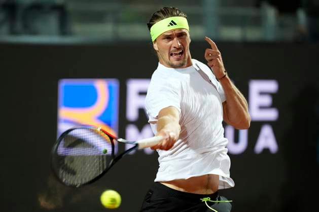 Alexander Zverev of Germany during the match against Camilo Ugo Carabelli of Argentina at the Internazionali BNL d Italia 2025 tennis tournament at Foro Italico in Rome, Italy on May 9, 2025. Alexander Zverev won 6-2, 6-1. AntoniettaxBaldassarre