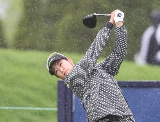 May 09, 2025: Jersey City, New Jersey, USA: ERIKA HARA of Japan watches her tee shot during the second round of the Mizuho Americas Open at Liberty National Golf Club. Jersey City USA - ZUMAc04_ 20250509_zma_c04_015 Copyright: xMikexLangishx
