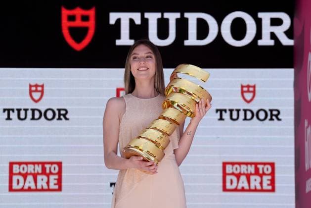 the trophy during the stage 2 of the Giro d™Italia from Tirana (Tirane) to Tirana (Tirane) Tudor ITT (Individual Time Trial) Albania - Saturday, May 10, 2025. - cycling.  Copyright: xGianxMattiaxD Alberto LaPressex