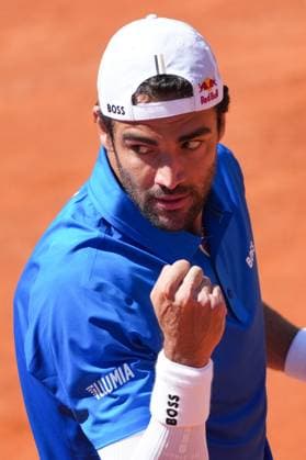 Matteo Berrettini of Italy celebrates during the match against Jacob Fearnley of Great Britain at the Internazionali BNL d Italia 2025 tennis tournament at Foro Italico in Rome, Italy on may 10, 2025. AntoniettaxBaldassarre