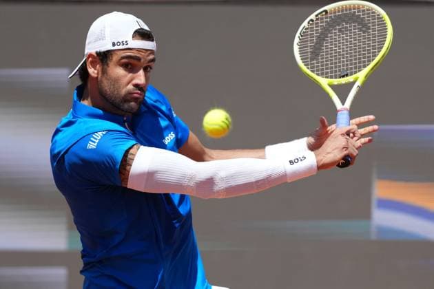 Matteo Berrettini of Italy during the match against Jacob Fearnley of Great Britain at the Internazionali BNL d Italia 2025 tennis tournament at Foro Italico in Rome, Italy on may 10, 2025. AntoniettaxBaldassarre