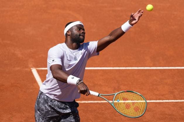 Frances Tiafoe of United States during the match against Sebastian Ofner of Austria at the Internazionali BNL d Italia 2025 tennis tournament at Foro Italico in Rome, Italy on may 10, 2025. AntoniettaxBaldassarre