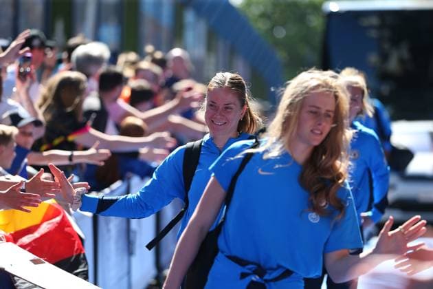 10th May 2025; Stamford Bridge, London, England; Womens Super League Football, Chelsea versus Liverpool; Sjoeke Nusken of Chelsea arriving at the stadium ahead of the match  ActionPlus12784829 KatiexChan