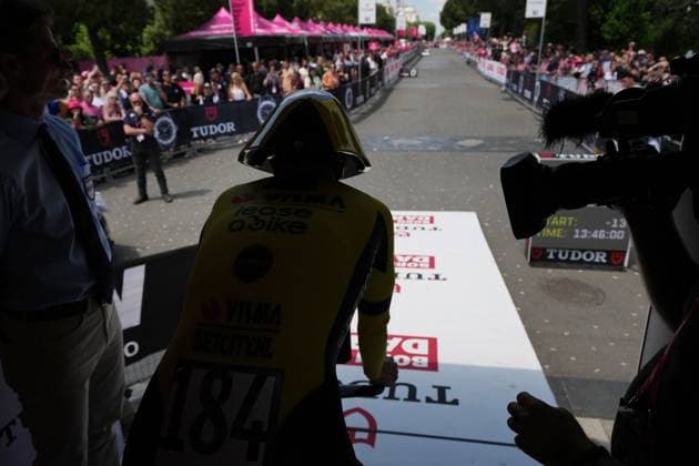 during the stage 2 of the Giro d™Italia from Tirana (Tirane) to Tirana (Tirane) Tudor ITT (Individual Time Trial) Albania - Saturday, May 10, 2025. - cycling.  Copyright: xGianxMattiaxD Alberto LaPressex