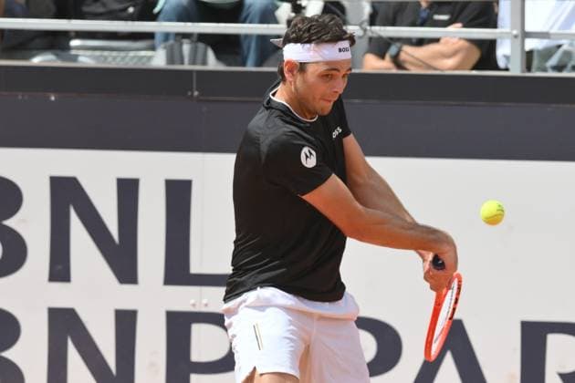 10th May 2025; Foro Italico, Rome, Italy: ATP, Tennis Herren 1000 Tennis Masters Rome, Day 4; Taylor Fritz (USA) in action during the match  ActionPlus12785179 AllShotLive