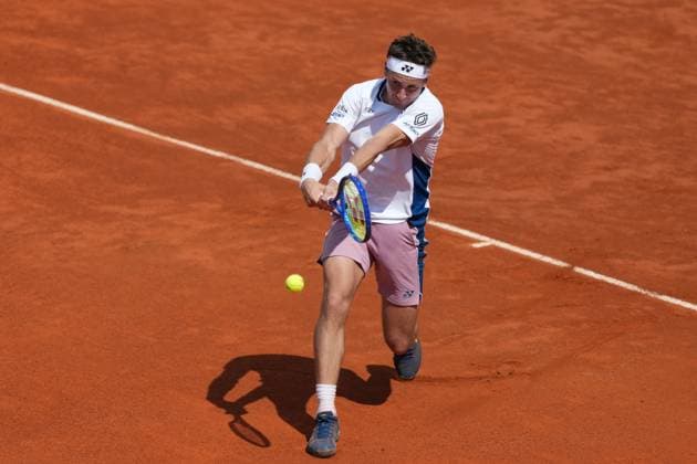 Casper Ruud of Norway during the match against Alexander Bublik Kazakhstan at the Internazionali BNL d Italia 2025 tennis tournament at Foro Italico in Rome, Italy on may 10, 2025. AntoniettaxBaldassarre