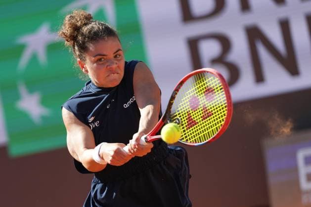 Jasmine Paolini of Italy during the match against Jasmine Paolini of Italy at the Internazionali BNL d Italia 2025 tennis tournament at Foro Italico in Rome, Italy on may 10, 2025. AntoniettaxBaldassarre