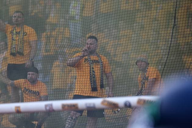 The fans of SG Dynamo Dresden celebrate the promotion to the 2 Bundesliga at SV Waldhof Mannheim SG Dynamo Dresden on 10 05 25 at Carl Benz Stadium, Mannheim xamx Photo Alfio Marino Copyright: