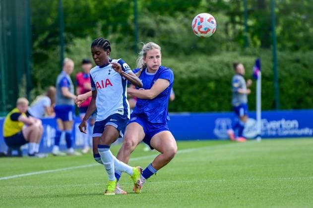 Everton play Tottenham Hotspur in the final game of the Barclays WSL season at Walton Hall Park Featuring: Jessica Naz, Issy Hobson Where: Liverpool, Merseyside, United Kingdom When: 10 May 2025 Credit: Graham Finney Cover Images EDITORIAL USE ONLY. NOT FOR USE BY NEWSPAPERS BASED IN THE UK. Copyright: xx coverimg54735008