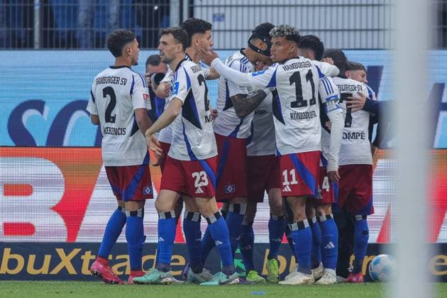 Soccer 2 Bundesliga 33 Matchday Hamburger SV SSV Ulm 1846 Soccer on 10 05 2025 at Volksparkstadion in Hamburg Goal celebration to 1 1 by Ludovit Reis Hamburg DFL regulations prohibit any use of photographs as image sequences and or quasi video xJRx