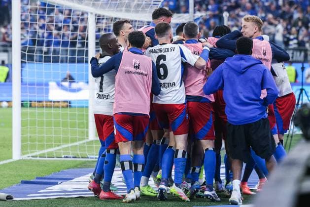 Soccer 2 Bundesliga 33 Matchday Hamburger SV SSV Ulm 1846 Soccer on 10 05 2025 at Volksparkstadion in Hamburg Goal celebration to 2 1 by Ransford Königsdörffer Hamburg DFL regulations prohibit any use of photographs as image sequences and or quasi video xJRx