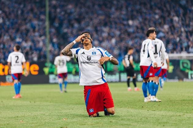 Soccer I Men I Season 2024 2025 I 2 Bundesliga I 33 Matchday I Hamburger SV SSV Ulm I 10 05 2025 Davie Selke 27, Hamburger SV cheers for goal Hamburg Volksparkstadion Hamburg Germany Copyright: xLobecax xHenningxRohlfsx