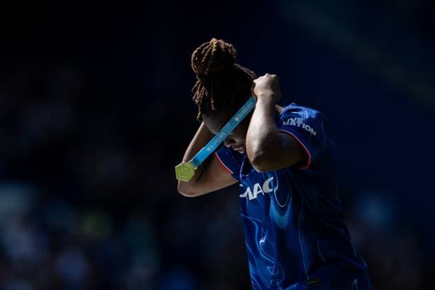 GB. London 10 MAY: Sandy Baltimore of Chelsea during the Barclays Women s Super League match between Chelsea FC and Liverpool FC at Stamford Bridge on May 10, 2025 in London, England. Photo Sebastian Frej Chelsea FC v Liverpool FC, WSL Copyright: xSebastianxFrejx