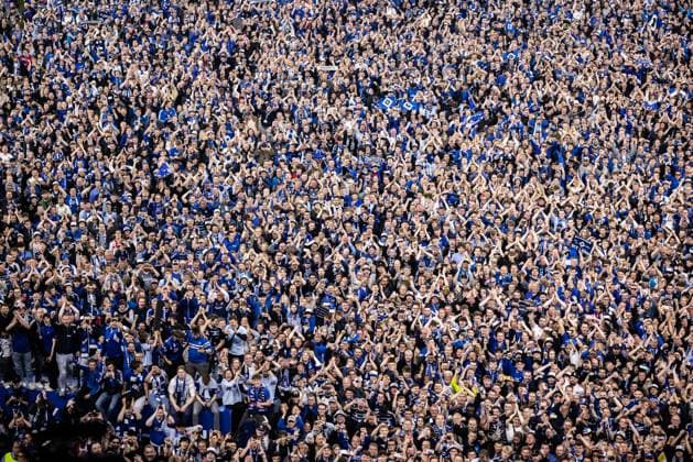 Soccer Men 2 Bundesliga 33 Matchday Season 2024 2025 Hamburger SV vs SSV Ulm 1846 Soccer 10 05 2025 10 05 2025, Soccer, Season 2024 2025, 2 Bundesliga, 33 Matchday, Hamburger SV SSV Ulm, Emotions Joy Cheers at Hamburger SVs promotion to the 1 Bundesliga Platzsturm The fans of Hamburger SV celebrate on the pitch Photo Lucca Fundel DFL regulations prohibit any use of photographs as image sequences and or quasi video Hamburg Volksparkstadion Hamburg Hamburg Germany