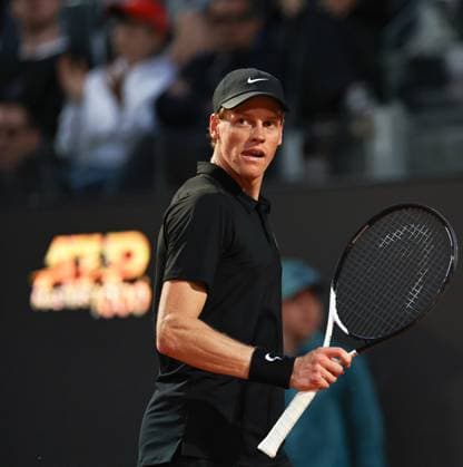 (250511) -- ROME, May 11, 2025 -- Jannik Sinner celebrates a point during the men s singles round of 64 match between Jannik Sinner of Italy and Mariano Navone of Argentina at the ATP, Tennis Herren Italian Open in Rome, Italy, May 10, 2025. ) (SP)ITALY-ROME-TENNIS-ATP-ITALIAN OPEN-MEN S SINGLES LixJing 