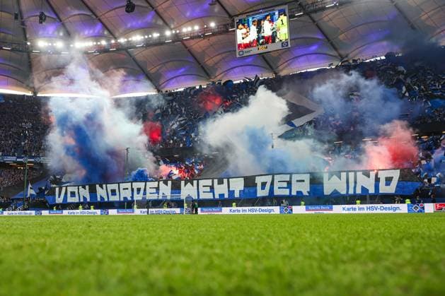 2 Bundesliga Hamburger SV SSV Ulm on 10 05 2025 at the Volksparkstadion in Hamburg The fans of Hamburger SV with a choreography and pyroshow MH