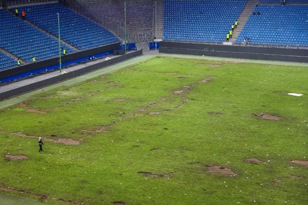 2 Bundesliga Hamburger SV SSV Ulm on 10 05 2025 at Volksparkstadion in Hamburg The pitch after the pitch storm MH