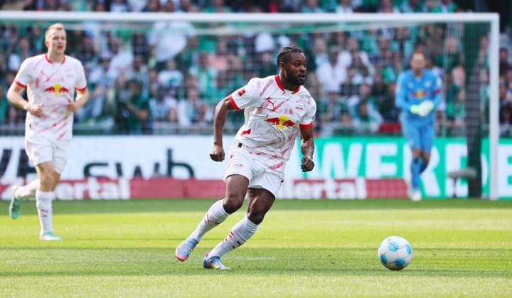 Bremen RB Leipzig Bundesliga Bremen, 10 05 2025, Weserstadion, Soccer, Bundesliga, Matchday 33 , SV WERDER BREMEN vs RB LEIPZIG 0 0 , Pictured Ridle Baku 17, RB Leipzig , Picture Point