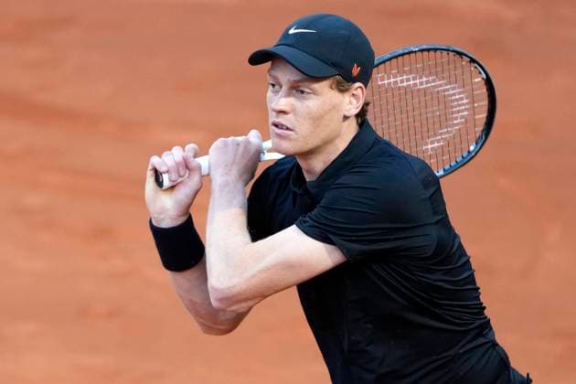 Jannik Sinner of Italy during the match against Mariano Navone of Argentina at the Internazionali BNL d Italia 2025 tennis tournament at Foro Italico in Rome, Italy on May 10, 2025. Jannik Sinner won 6-3, 6-4 over Navone. AntoniettaxBaldassarre