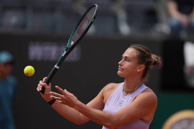 Aryna Sabalenka (RUS) during the 4th round against Sofia Kenin (USA) of the WTA, Tennis Damen Master 1000 Internazionali BNL d™Italia tournament at Foro Italico on May 11, 2025 (Alfredo Falcone LaPresse)  Copyright: xAlfredoxFalcone LaPressex