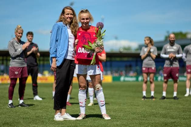 11 05 2025, GER, Womens soccer, BL, 2024 2025, RB Leipzig Eintracht Frankfurt Farewell to Frederike Kempe 2, RB Leipzig Leipzig Training center of the Red Bull Saxony Germany