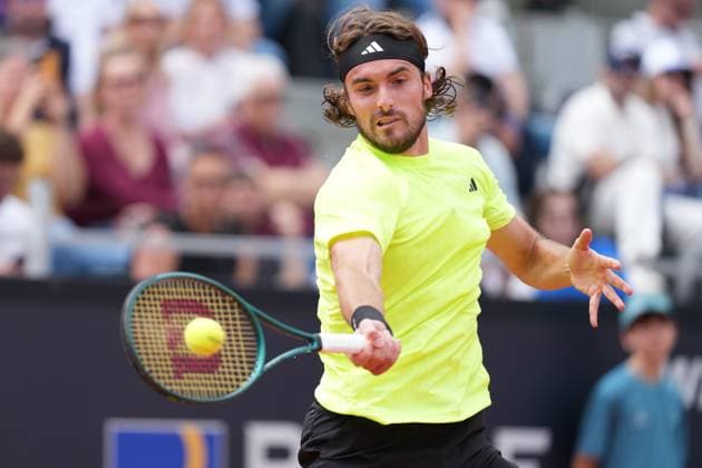 Stefanos Tsitsipas Greece during the match against Arthur Fils of France at the Internazionali BNL d Italia 2025 tennis tournament at Foro Italico in Rome, Italy on may 11, 2025. AntoniettaxBaldassarre