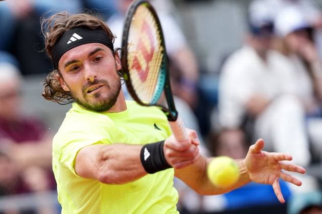 Stefanos Tsitsipas Greece during the match against Arthur Fils of France at the Internazionali BNL d Italia 2025 tennis tournament at Foro Italico in Rome, Italy on may 11, 2025. AntoniettaxBaldassarre