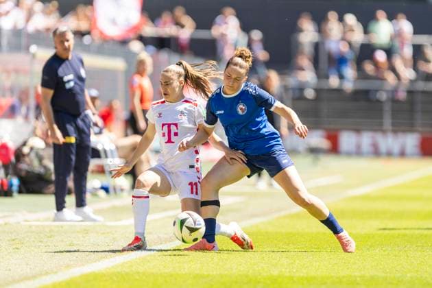 Google Pixel Frauen Bundesliga 1 FC Köln 1 FFC Turbine Potsdam, 11 05 2025 Alena Bienz 1 FC Köln, 11 , Alina Gnädig 1 FFC Turbine Potsdam, 21 Google Pixel Frauen Bundesliga, 1 FC Köln 1 FFC Turbine Potsdam, 22 Spieltag, am 11 05 2025, Franz Kremer Stadion, Köln DFB regulations prohibit any use of photographs as image sequences and or quasi video Copyright: xBEAUTIFULxSPORTS Meuselx