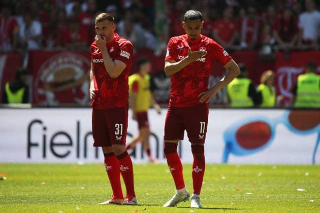 11 05 2025, xmohx, Soccer 2 Bundesliga, 1 FC Kaiserslautern SV Darmstadt 98 v l Luca Sirch 1 FC Kaiserslautern Kevin Prince Redondo 1 FC Kaiserslautern DFL DFB REGULATIONS PROHIBIT ANY USE OF PHOTOGRAPHS as IMAGE SEQUENCES and or QUASI VIDEO Kaiserslautern