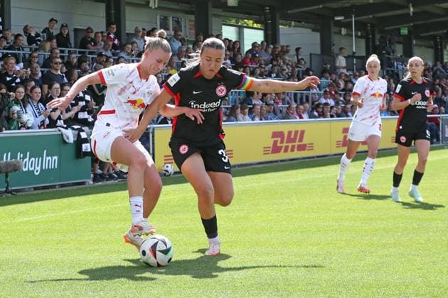 1 Bundesliga Women RB Leipzig vs SG Eintracht Frankfurt, 11 05 25 Marlene Müller 27, RB Leipzig vs Tanja Pawollek 31, Eintracht Frankfurt Football, Google Pixel Women Bundesliga, Season 2024 2025, 22 Matchday RB Leipzig vs SG Eintracht Frankfurt on 11 05 25, RB Academy Cottaweg DFB REGULATIONS PROHIBIT ANY USE OF PHOTOGRAPHS AS IMAGE SEQUENCES AND OR QUASI VIDEO Copyright: xBEAUTIFULxSPORTS JanxKaeferx