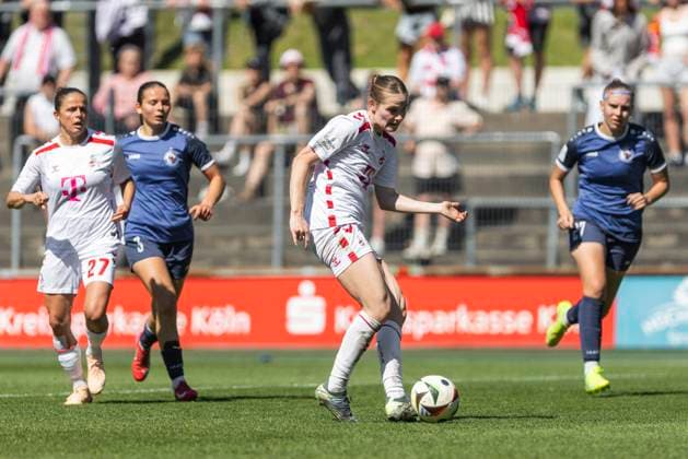 Google Pixel Frauen Bundesliga 1 FC Köln 1 FFC Turbine Potsdam, 11 05 2025 Taylor Ziemer 1 FC Köln, 18 scores the goal for 4 0 Google Pixel Frauen Bundesliga, 1 FC Köln 1 FFC Turbine Potsdam, 22 Spieltag, am 11 05 2025, Franz Kremer Stadion, Köln DFB regulations prohibit any use of photographs as image sequences and or quasi video Copyright: xBEAUTIFULxSPORTS Meuselx